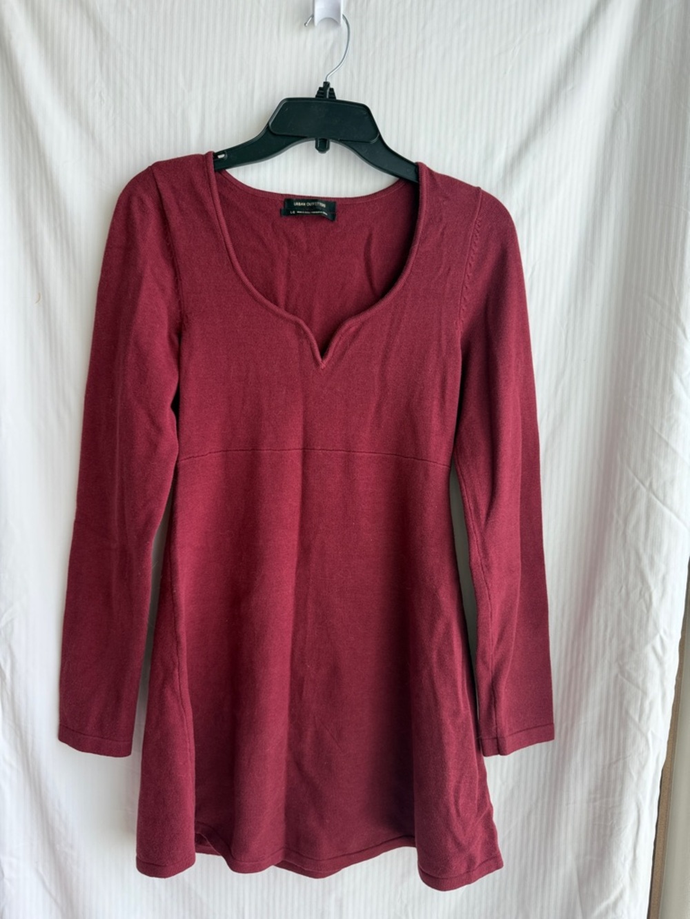 Urban Outfitters Burgundy Long-Sleeve Knit Tunic